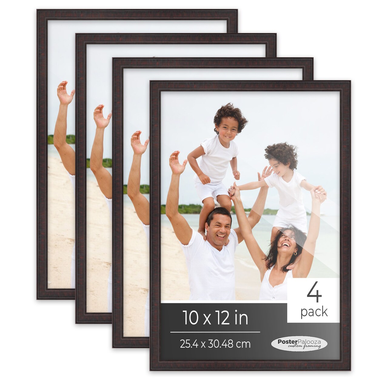 Pack of 4 Rustic Brown Picture Frames | Solid Wood | UV-Resistant Acrylic | Easy Gallery Wall Setup